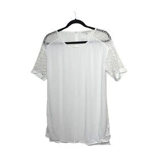 Daniel Rainn White Open Eyelet Sleeve Blouse Flawed Small